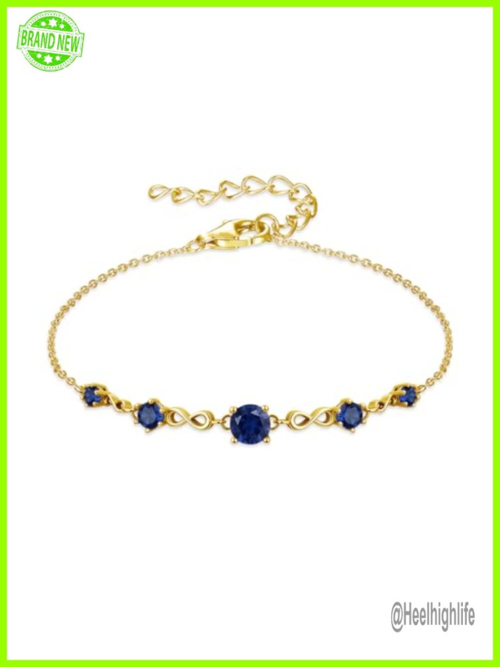 14K Gold Plated Birthstone Infinity Bracelet Adjustable Chain